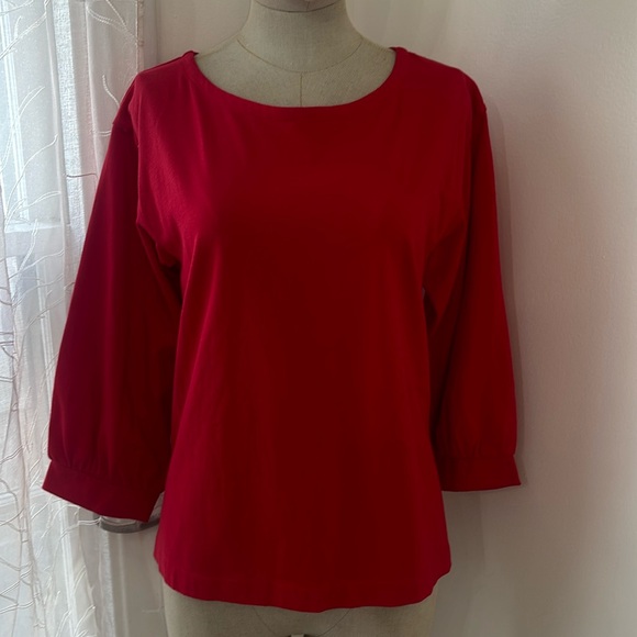 Red J.Crew blouse with a tie-back and poet sleeves - Picture 2 of 6